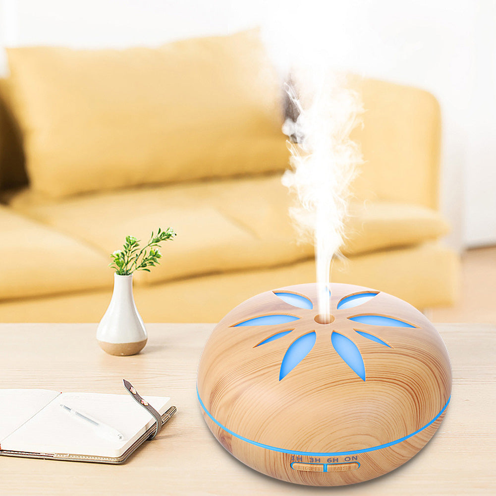 7 colour wood grain humidifier Household Air Humidifier Colorful Lights Air Purifying Mist Maker Light wood grain (no remote control)_U.S. regulations ZopiStyle