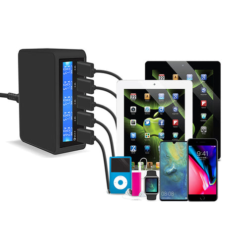 50W Quick Charge 5 Port USB Charger black AU ZopiStyle
