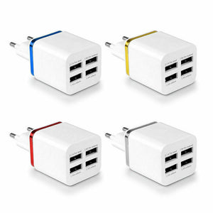 5.1A USB Power Adapter Wall Charger 4 Ports Travel Charger Cube Block red_US plug ZopiStyle