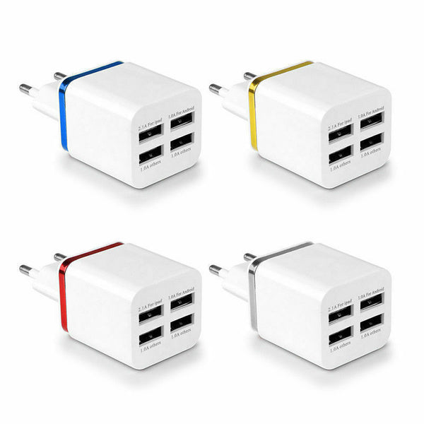 5.1A USB Power Adapter Wall Charger 4 Ports Travel Charger Cube Block red_US plug ZopiStyle