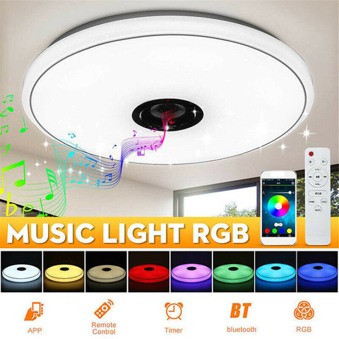 Music RGB Led  Ceiling  Light Multiple Working Modes Bluetooth-compatible Speaker Dimmable Intelligent Remote Control Lamp 26cm ZopiStyle