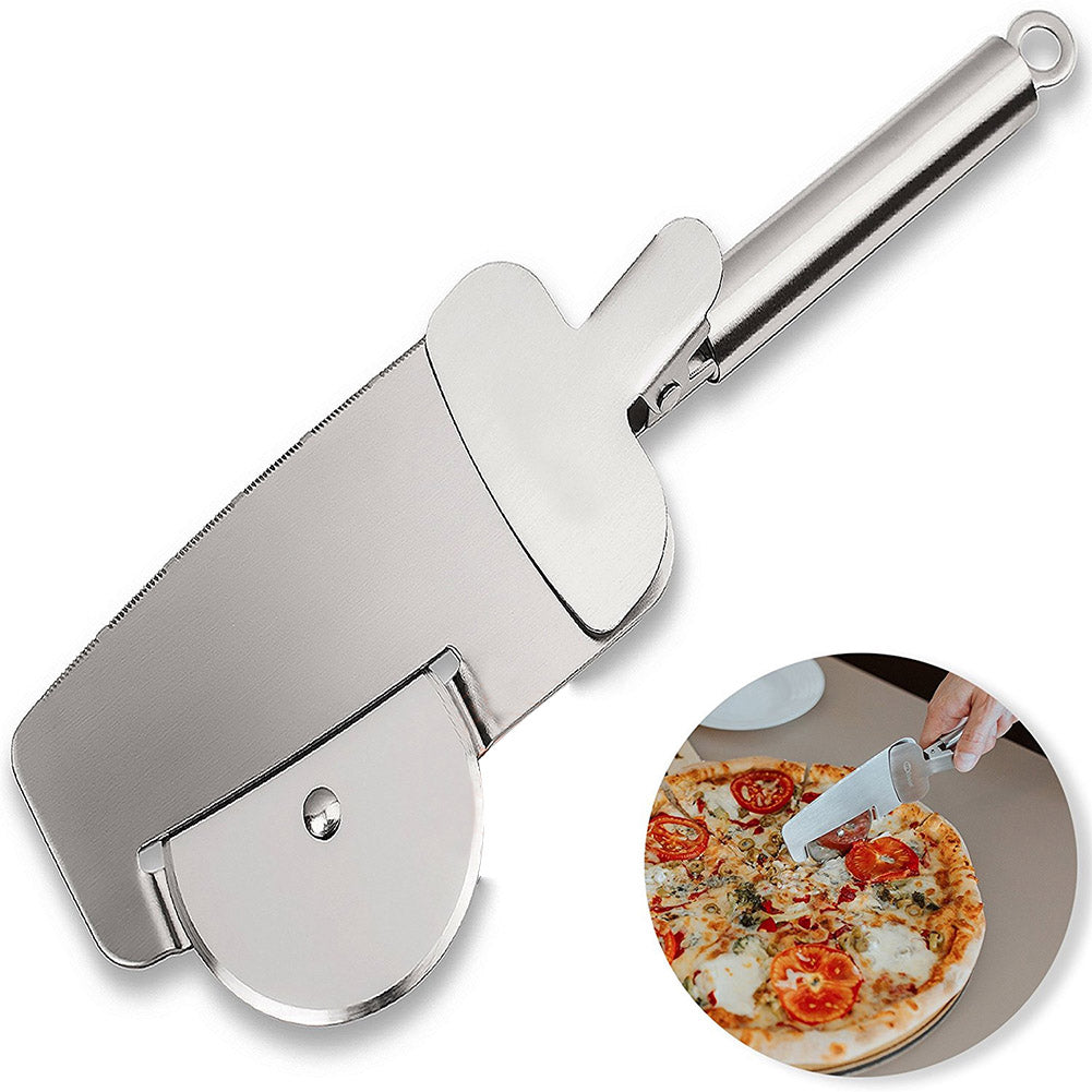 Stainless Steel Pizza Cutter Round Wheel Roller Cake Slicer Kitchen Tools Stainless steel ZopiStyle