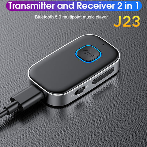 2 In 1 J23 Bluetooth-compatible 5.0 Audio  Transmitter  Receiver Built-in Microphone Noise Cancelling Wireless Audio Adapter Converter black ZopiStyle