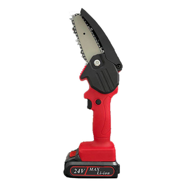 Mini Electric  Chain  Saw Woodworking Lithium  Battery Chainsaw Wood  Cutter Cordless Garden  Rechargeable  Tool Red European plug ZopiStyle