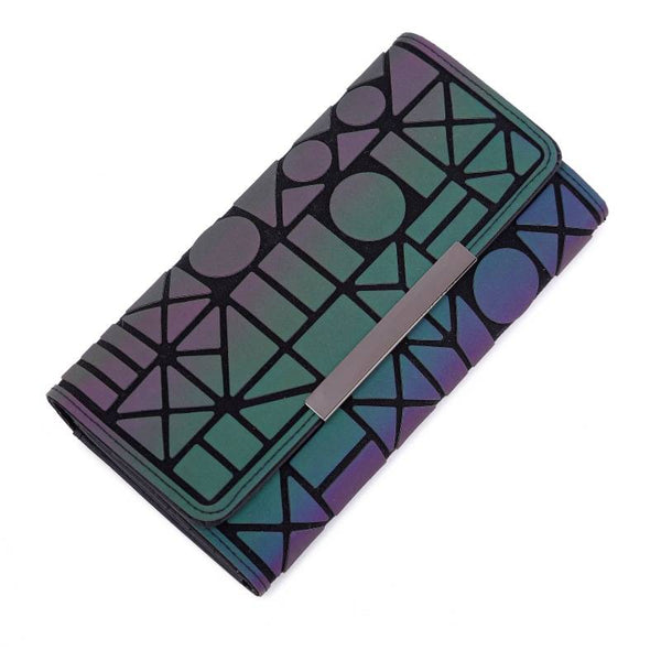Tri-Fold Luminous Rhombic Wallet New Simple Long Wallet Retro Small Card Bag Women's Clutch ZopiStyle