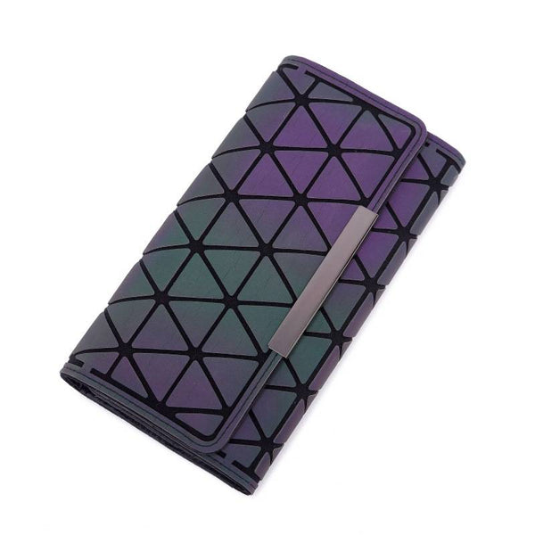 Tri-Fold Luminous Rhombic Wallet New Simple Long Wallet Retro Small Card Bag Women's Clutch ZopiStyle