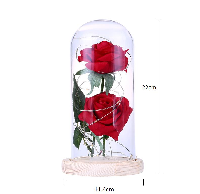 Romantic Simulate Rose Shape Night Light with Glass Shade for Home Valentine Tabletop Decor Beige base ZopiStyle
