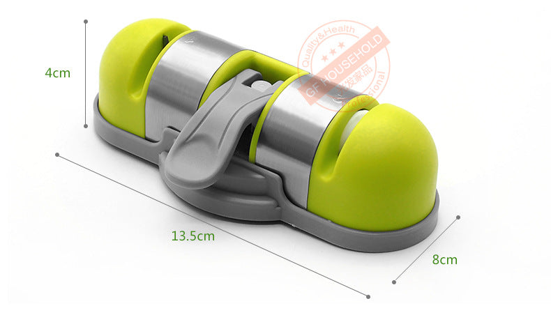 Portable Kitchen Double Groove Sharpening Stone Grinder Whetstone with Suction Cup As shown ZopiStyle