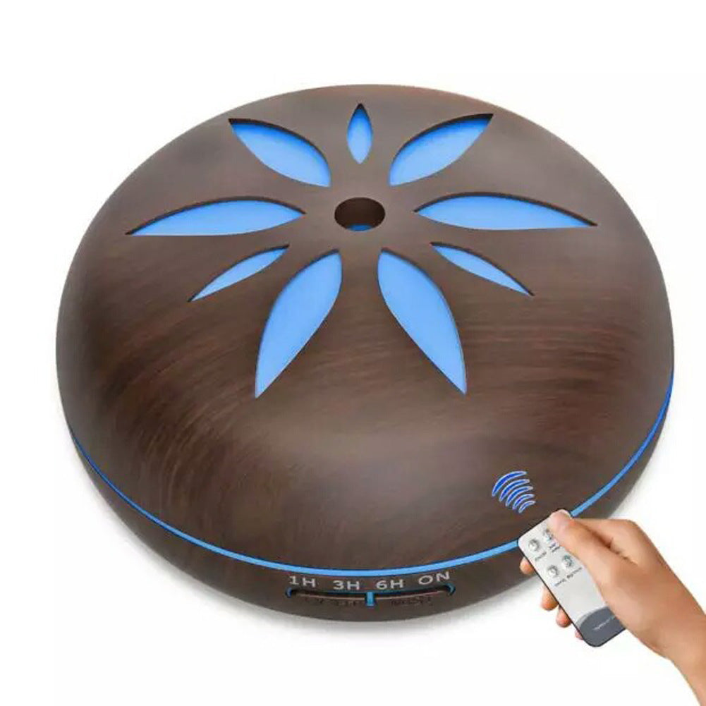 7 colour wood grain humidifier Household Air Humidifier Colorful Lights Air Purifying Mist Maker Deep wood grain + remote control_U.S. regulations ZopiStyle
