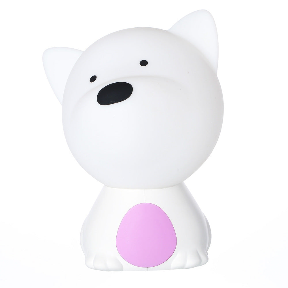 LED Colorful Night Light USB Charging Silicone Cartoon Dog Baby Nursery Pat Lamp for Children purple ZopiStyle