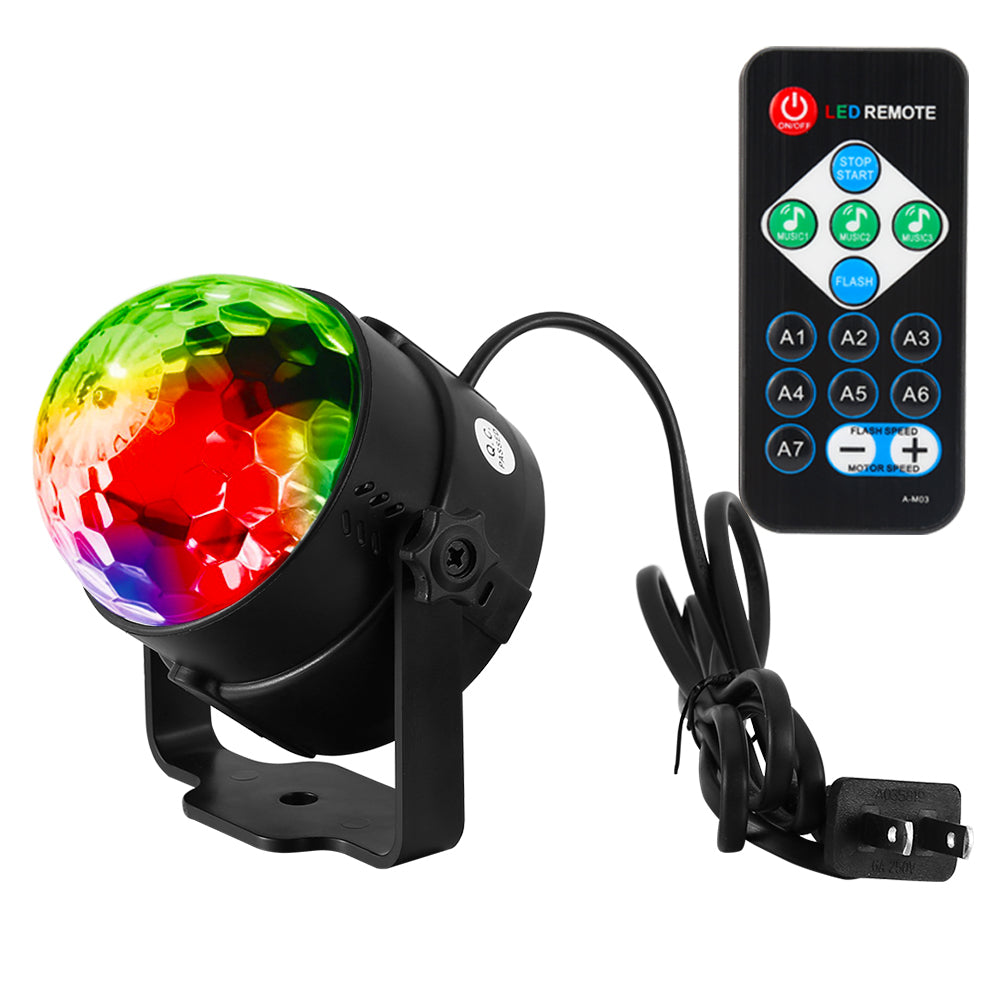 Portable Mini LED Disco Ball Light Remote Control RGB Party Lamp 7 Colors Sound Actived Crystal Magic Stage Light for Parties, KTV, Club ZopiStyle