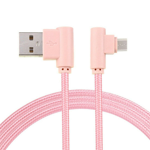 Braid USB Nylon Charging Cable L Shape Line for Type-c Android Xiaomi micro (black) ZopiStyle