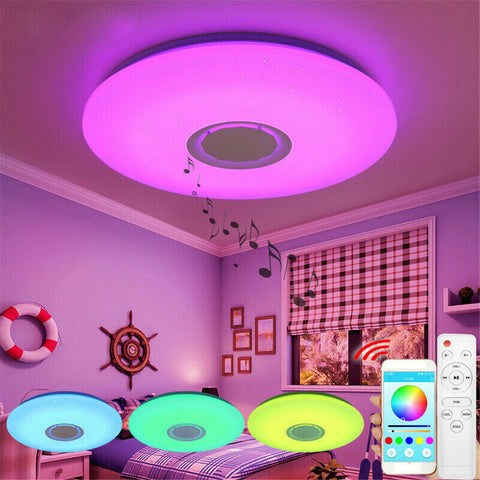 Music RGB Led  Ceiling  Light Multiple Working Modes Bluetooth-compatible Speaker Dimmable Intelligent Remote Control Lamp 33cm ZopiStyle