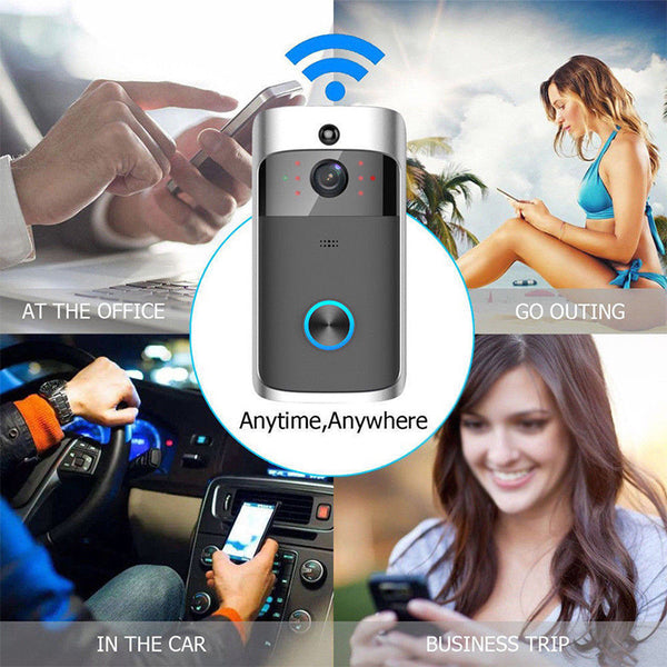 Wireless Smart WiFi Audio Video Door Bell Remote Phone Intercom  black ZopiStyle