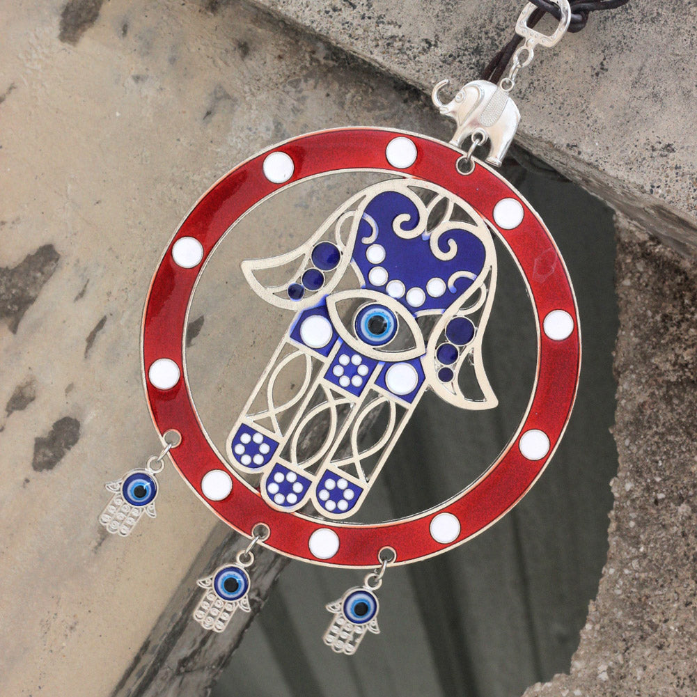 Turkish Blue/Red Eye Hanging Pendant Lucky Charm Wall Blessing Protection Art Home Decor red ZopiStyle