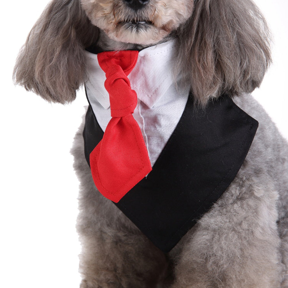 Pet Bib Saliva Suit Bowtie Tie Towel Scarf Dog Cat Spring Summer Clothes Puppy Supply black_M ZopiStyle