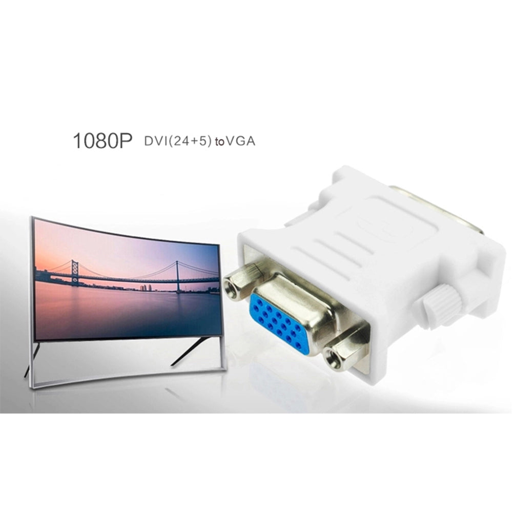 DVI-I 24+5 Pin Dvi To Vga Male To Female Video Converter Adapter For Pc Laptop For Graphics Cards White ZopiStyle