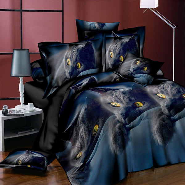 3D Cat Printing Bedclothes Quilt Cover ZopiStyle