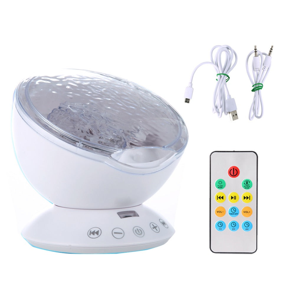 Ocean Wave Projector LED Night Light with Music Player Remote Control Lamp RGB_white ZopiStyle