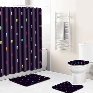 4pcs Shower  Curtain Non-slip Rug Toilet  Lid  Cover Bath  Mat For  Bathroom pj19912-a011_Shower curtain 180*180cm+three-piece set 50*80cm ZopiStyle