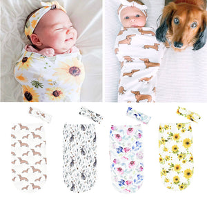 2 Pcs/set Baby Sleeping Bag  Cocoon-shape Anti-startle Anti-kick Sleeping Bag + Headband dachshund ZopiStyle