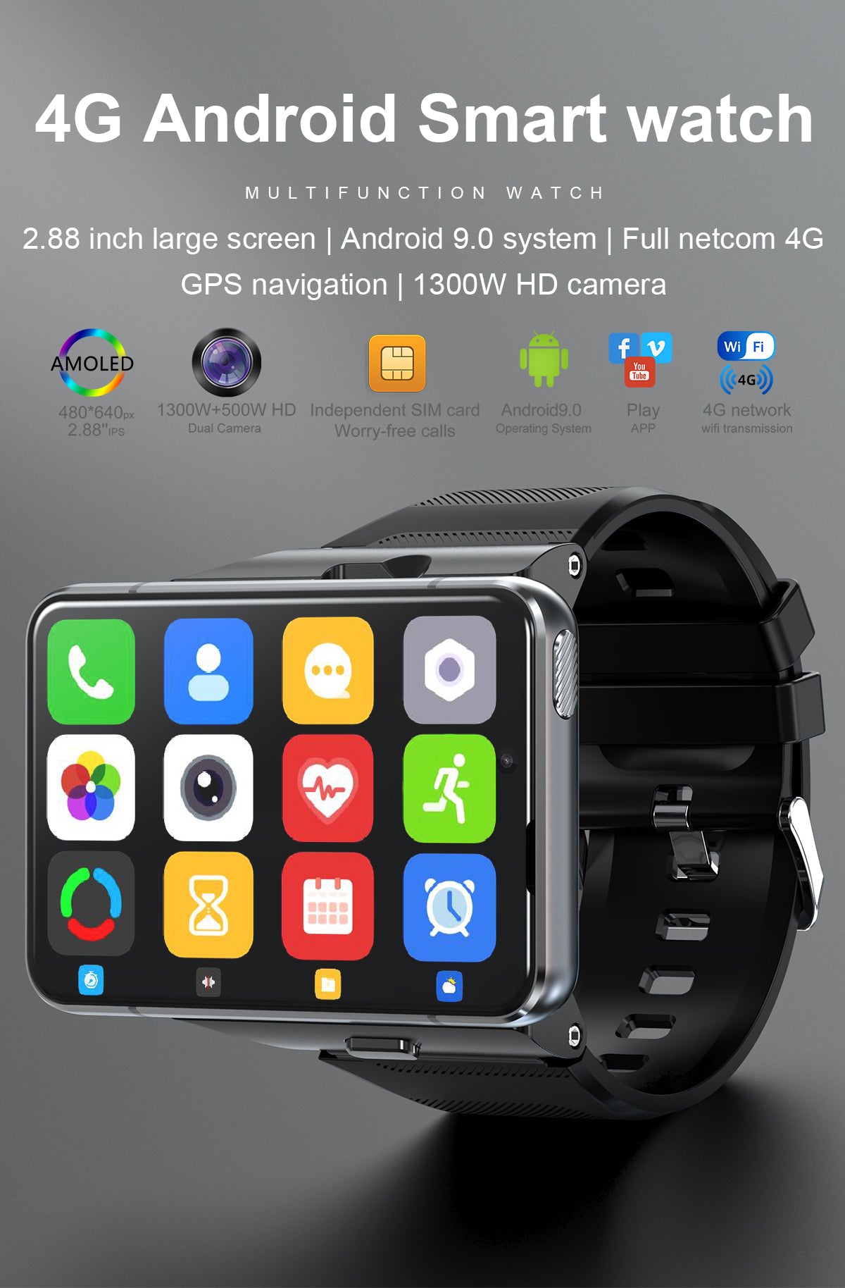 S999 Smartwatch 13 Million Pixel Full Netcom 4g Smart Bracelet 4+64gb Rechargeable Smart Bracelet Golden ZopiStyle