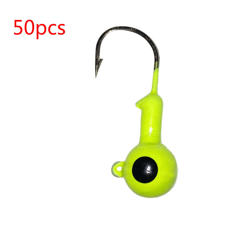 50 Pcs/set Jig Head Colorful Spray Paint Soft Bait Insect Hooks Yellow 50 bags_1.8g ZopiStyle