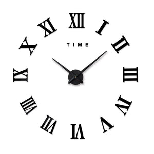 Fashionable Roman Numeral Wall Clock DIY Wall Ornament Home Office Hotel Decoration Gift  black ZopiStyle