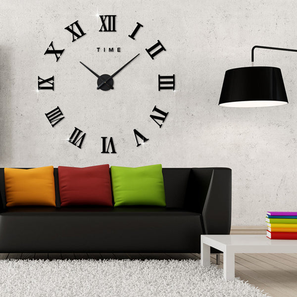 Fashionable Roman Numeral Wall Clock DIY Wall Ornament Home Office Hotel Decoration Gift  black ZopiStyle