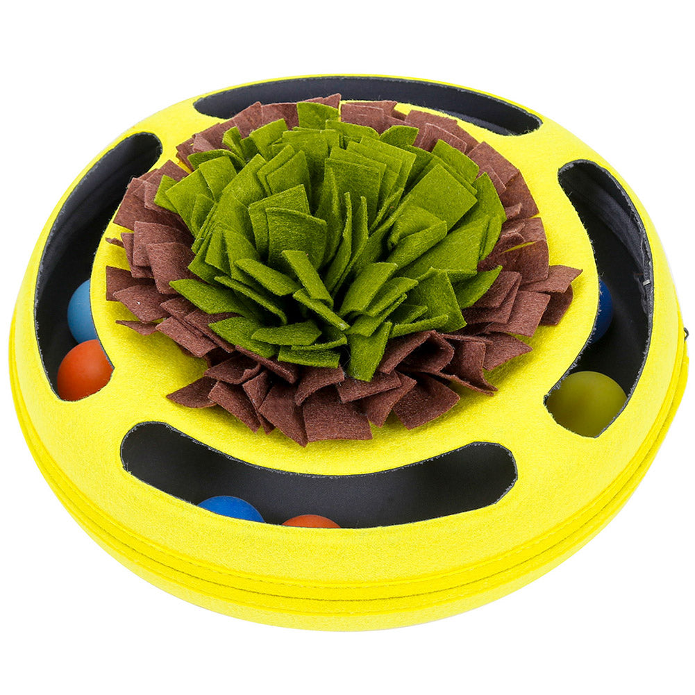 Pet Turntable Ball Track Interactive Toy Slow Feeding Training Snuffling Toy for Cats yellow_30*30*12CM ZopiStyle