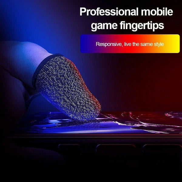 1 Pair Super Thin Gaming Finger Sleeve Breathable Fingertips For Pubg Mobile Games Touch Screen Black and red 1 pair ZopiStyle