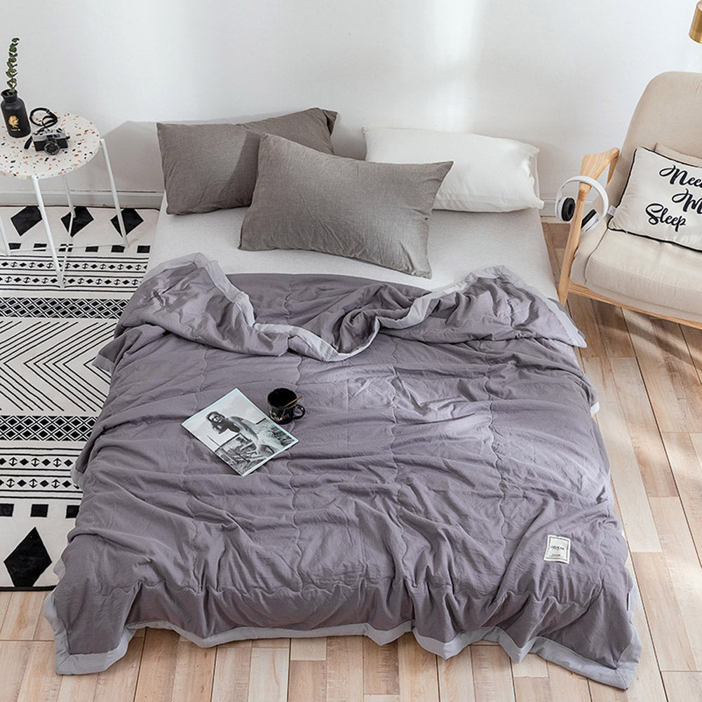Air Condition Quilt Breathable Simple Summer Quilt for Home Beds Sleeping gray_150*200cm ZopiStyle