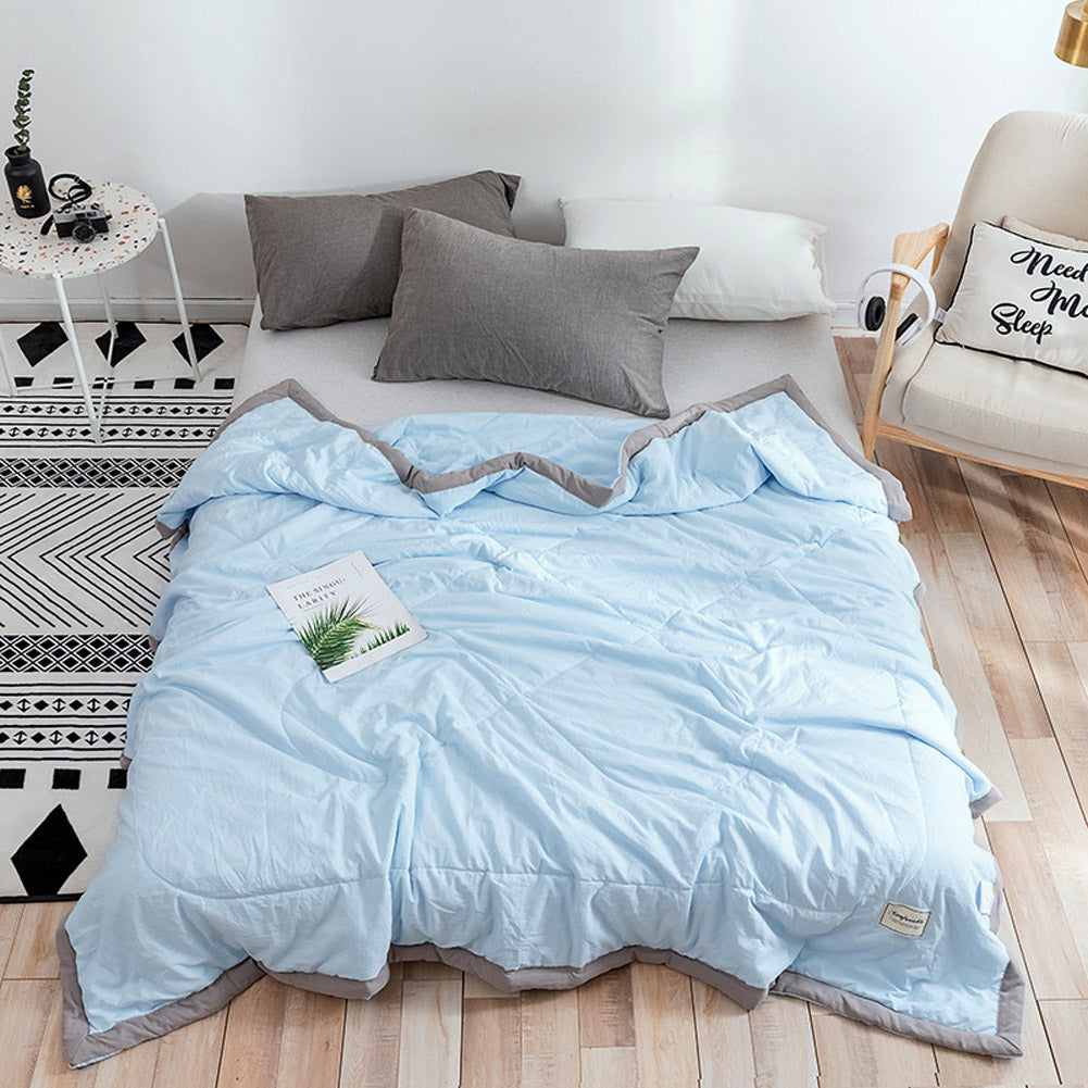 Air Condition Quilt Breathable Simple Summer Quilt for Home Beds Sleeping blue_150*200cm ZopiStyle