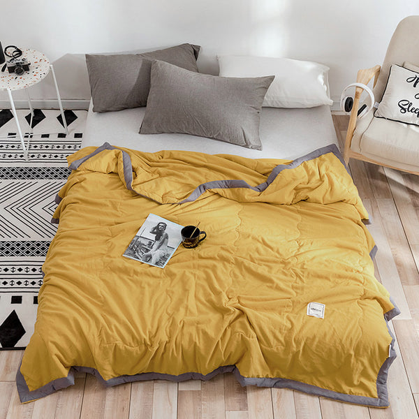 Air Condition Quilt Breathable Simple Summer Quilt for Home Beds Sleeping yellow_150*200cm ZopiStyle