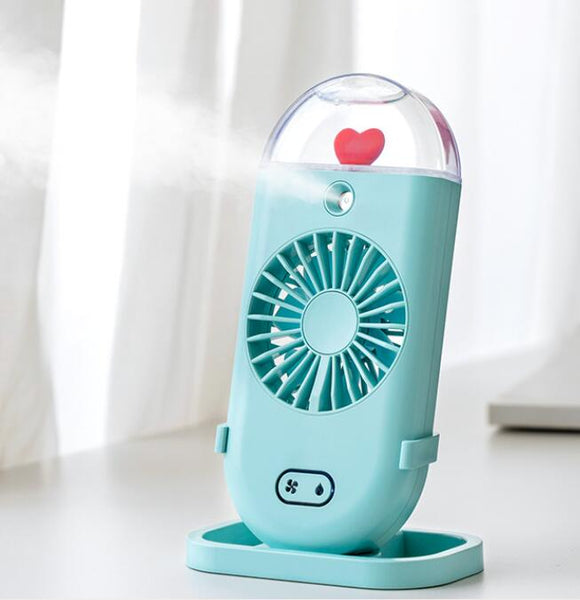 Handheld Water Spray Mist Fan USB Charging Air Cooling Mini Humidifier Fan for Student Outdoor green_Handheld spray fan ZopiStyle