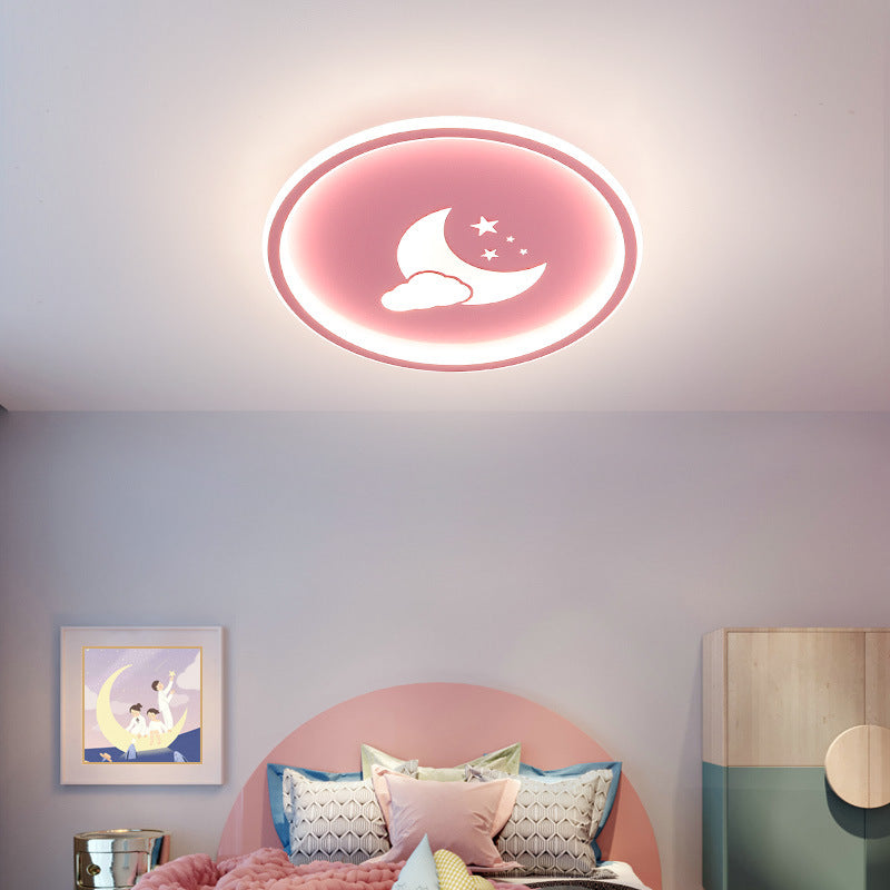 LED Cartoon Cloud Ceiling Lights for Boys Girls Kids Room Bedroom Decor 3 colors dimming_Pink[40*4.5CM]-36W ZopiStyle