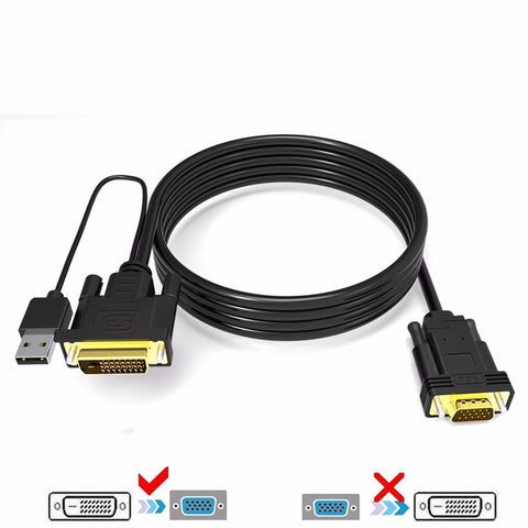 Cabledeconn 2M DVI 24+1 DVI-D Male to VGA Male Adapter Converter Cable for PC DVD Monitor HDTV With USB ZopiStyle