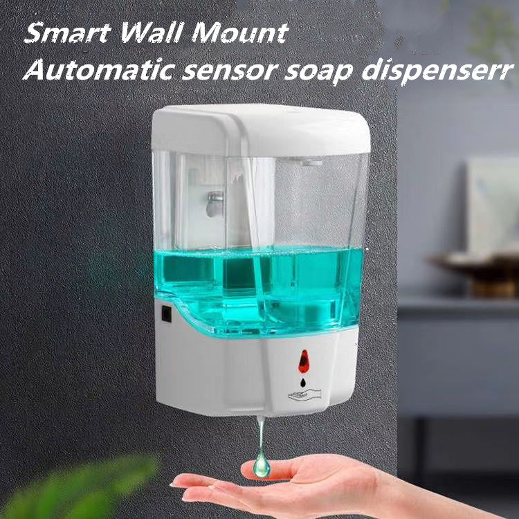 Soap Dispenser Battery Powered 700ml Wall-Mount Automatic IR Sensor Touch-free Kitchen Soap Lotion Pump for Kitchen Bathroom white ZopiStyle