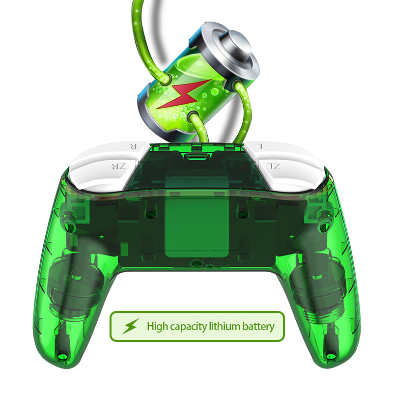 Game Controller Dual Motor Powerful Vibration Mode Bluetooth Gameppad Plastic for Switch Pro green ZopiStyle