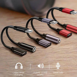 3.5mm Headphone Jack Type-C USB C Audio Adapter Earphone to Type C Charge Listen for USB-C Phone Without 3.5MM for Huawei Xiaomi gray ZopiStyle