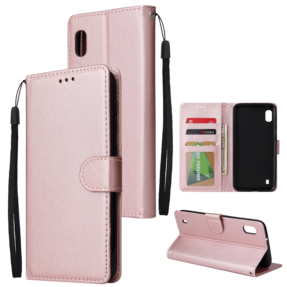 For Samsung A10 Flip-type Leather Protective Phone Case with 3 Card Position Buckle Design Phone Cover  Rose gold ZopiStyle