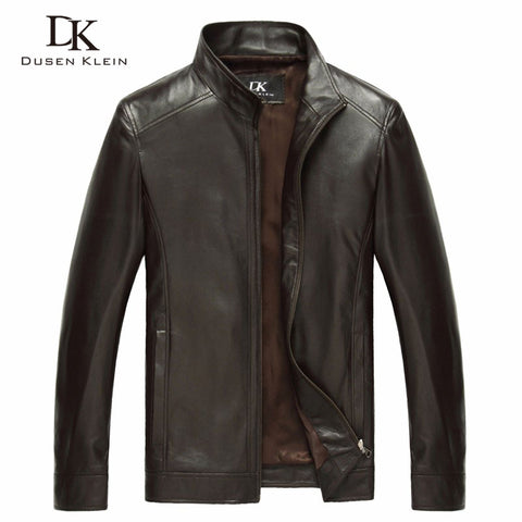 Luxury Man Genuine sheepskin leather jacket Brand Dusen Klein men slim Designer spring leather coats Black/Brown 14B0109 ZopiStyle