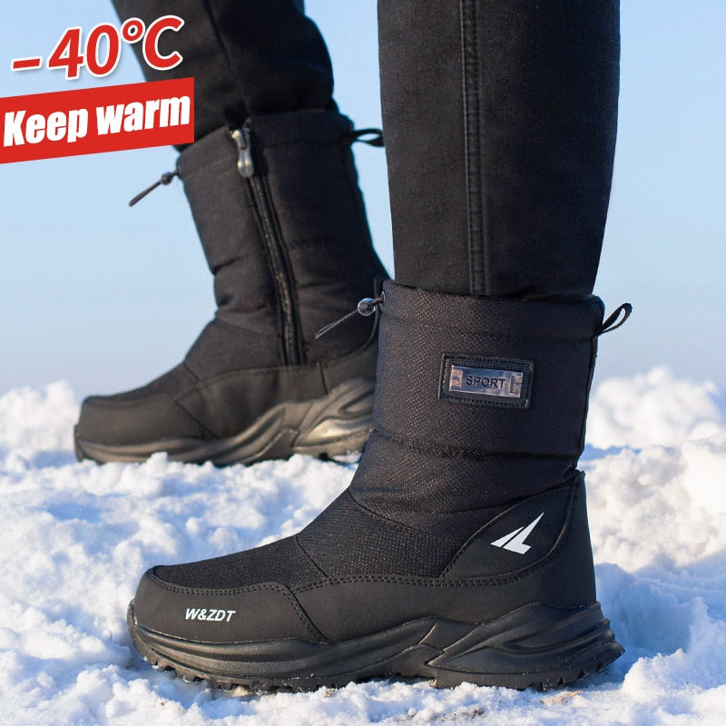 Winter High Boots for Man Outdoor Travel Snow Boots Zipper Non-slip Cotton Shoes Men Plus Velvet Keep Warm Casual Shoes Male 45 ZopiStyle