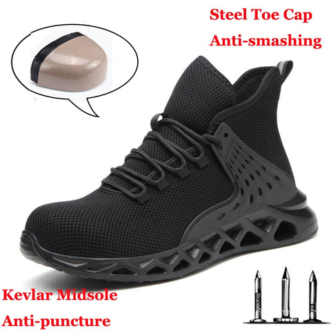 Men Safety Shoes with Metal Toe Indestructible Ryder Shoe Work Boots with Steel Toe Waterproof Breathable Sneakers Work Shoes ZopiStyle
