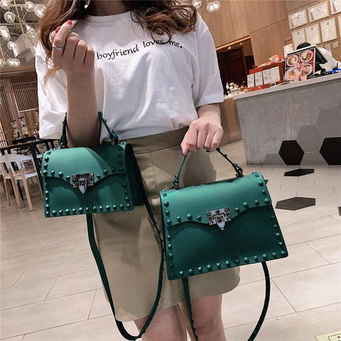 High Quality Women PVC Handbags Fashion Ladies Shoulder Bag Luxury Designer Crossbody Bags for Women Small Rivet Messenger Bags ZopiStyle