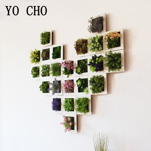 YO CHO Artificial Flowers Succulent Plant Frame 3D Removable Harmless Wall Art Frame Living Room Wedding Party Home Decor Plants ZopiStyle