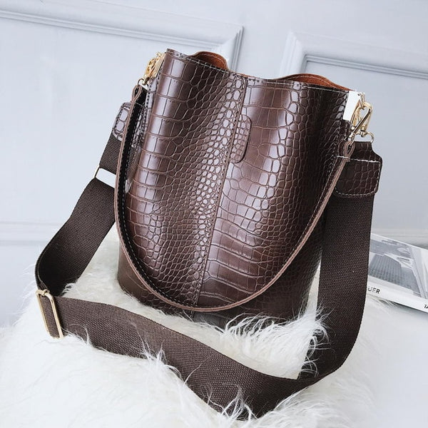 Ansloth Crocodile Crossbody Bag For Women Shoulder Bag Brand Designer Women Bags Luxury PU Leather Bag Bucket Bag Handbag HPS405 ZopiStyle