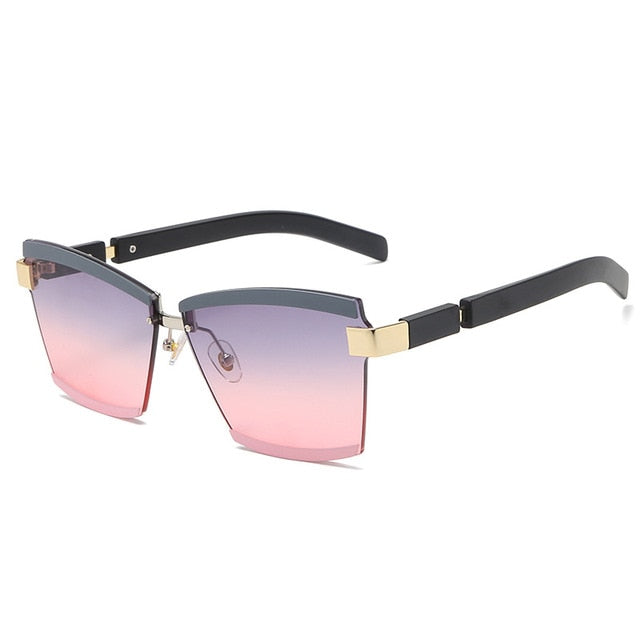 47391 Rimless Luxury Sunglasses Square Men Women Fashion Shades UV400 Vintage Glasses ZopiStyle