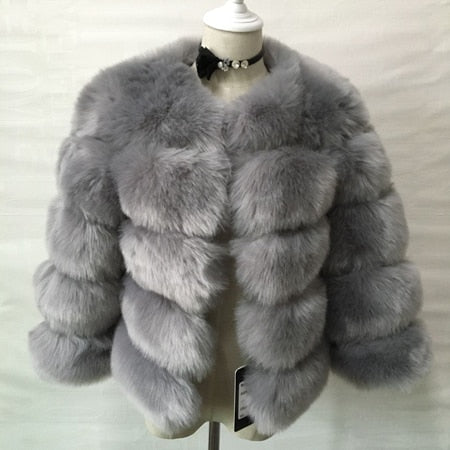 ZADORIN Long Sleeve Faux Fox Fur Coat Women Winter Fashion Thick Warm Fur Coats Outerwear Fake Fur Jacket Plus Size ZopiStyle