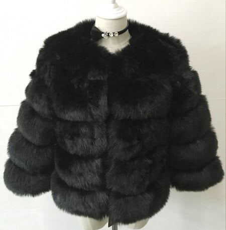 ZADORIN Long Sleeve Faux Fox Fur Coat Women Winter Fashion Thick Warm Fur Coats Outerwear Fake Fur Jacket Plus Size ZopiStyle